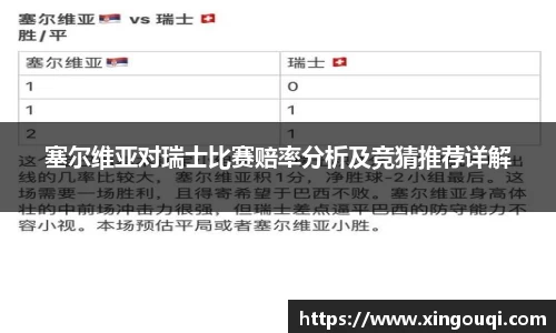 塞尔维亚对瑞士比赛赔率分析及竞猜推荐详解